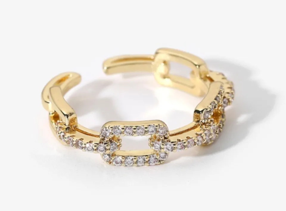 18k Inlaid Geometric Adjustable Rings