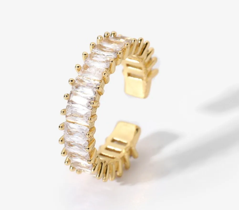 18k Inlaid Geometric Adjustable Rings