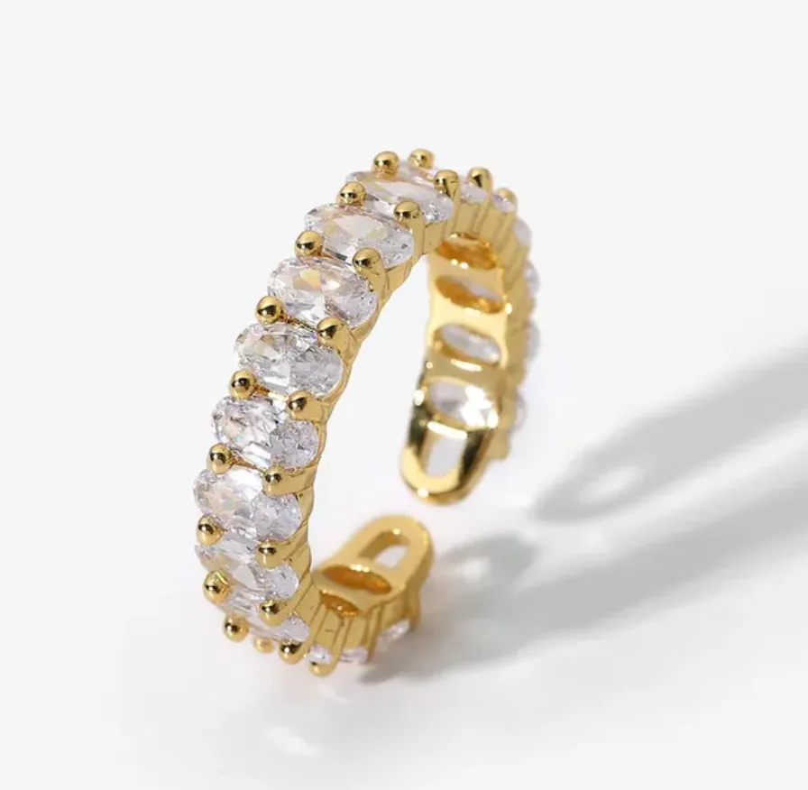 18k Inlaid Geometric Adjustable Rings