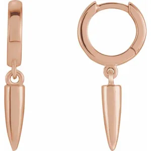 18K Rose Gold Spike Huggie Earrings