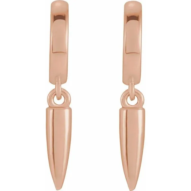 18K Rose Gold Spike Huggie Earrings
