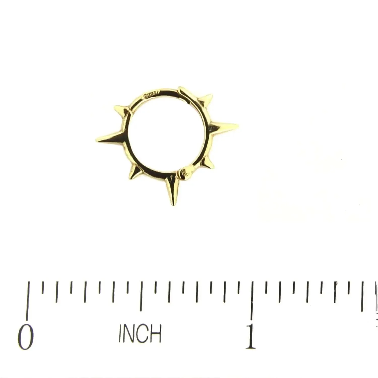 18K Solid Yellow Gold Polished Spike Hinged Hoop Earrings
