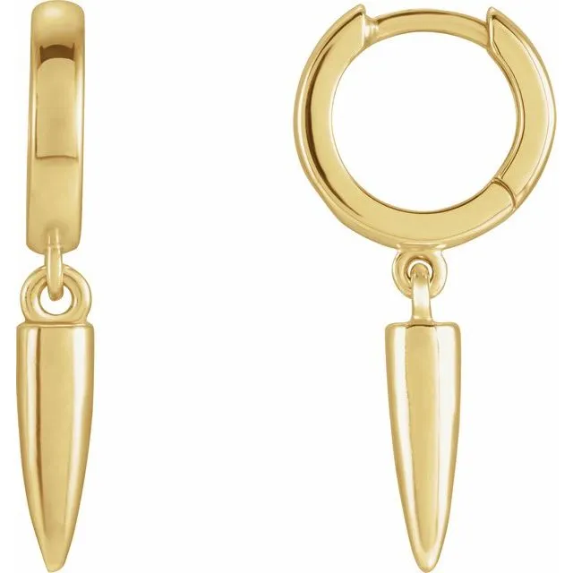 18K Yellow Gold Spike Huggie Earrings