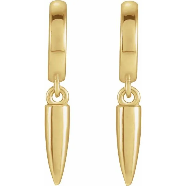 18K Yellow Gold Spike Huggie Earrings