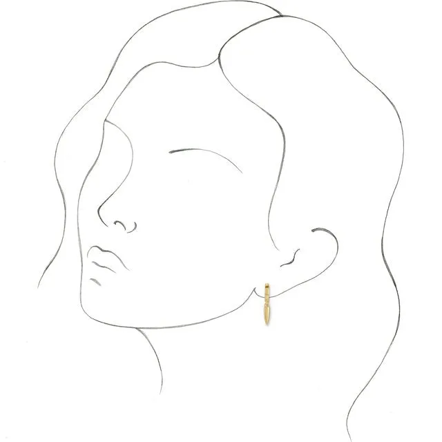 18K Yellow Gold Spike Huggie Earrings