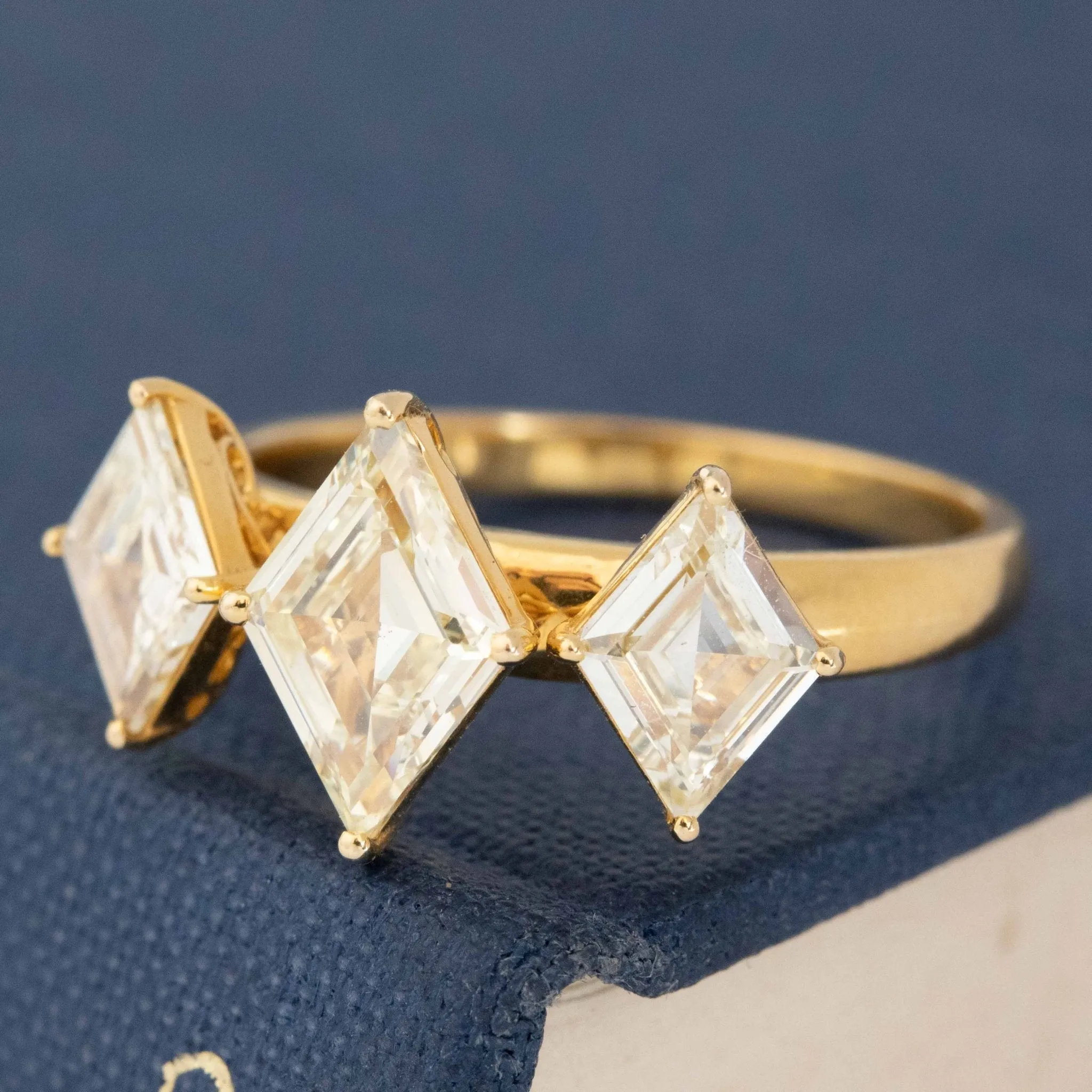 1.92ctw Kite Step Cut Diamond Trilogy Ring