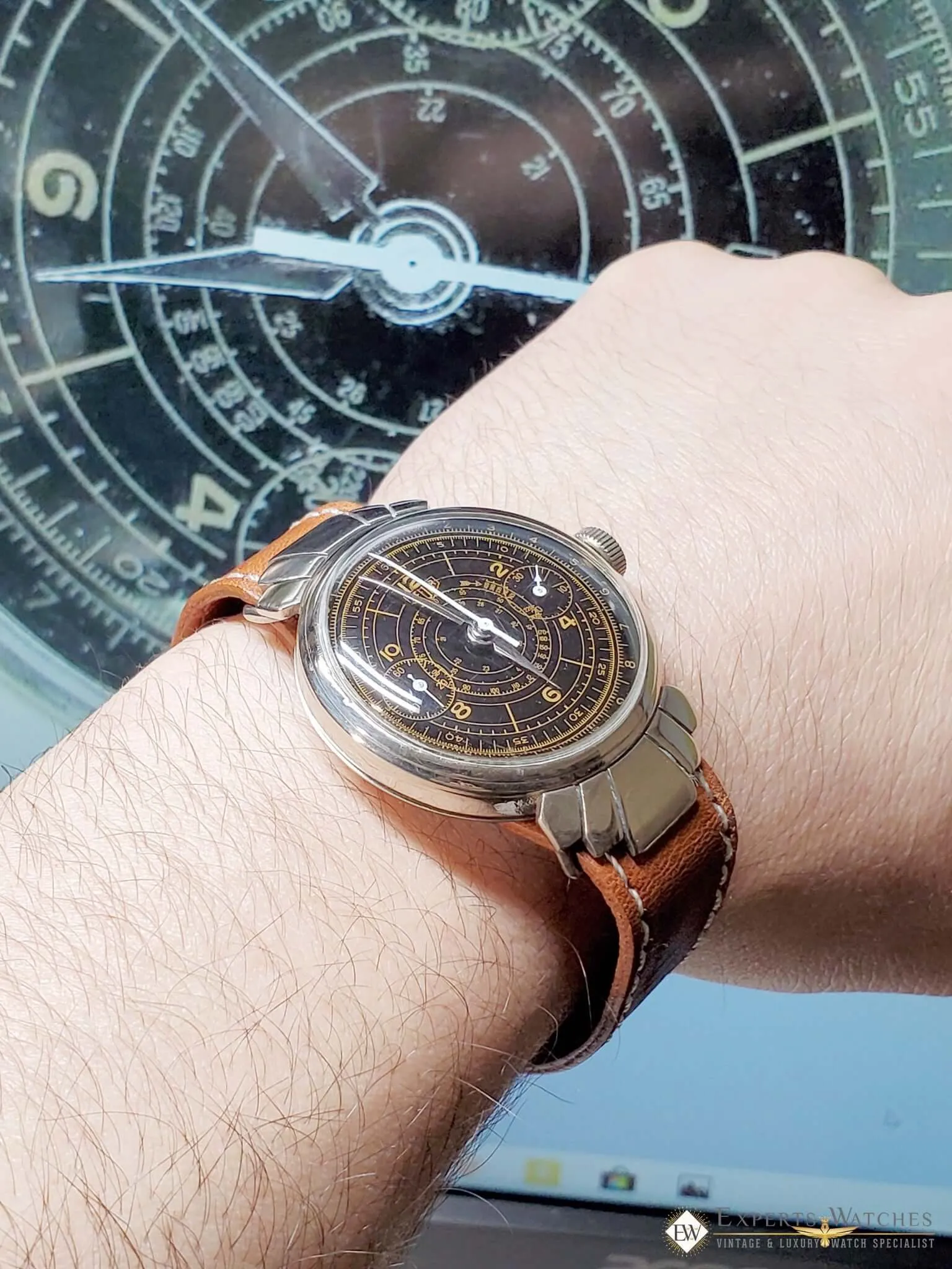 1930's Vintage Rare HEUER Ref 2403 Monopusher Chronograph Watch Fancy Lugs 351