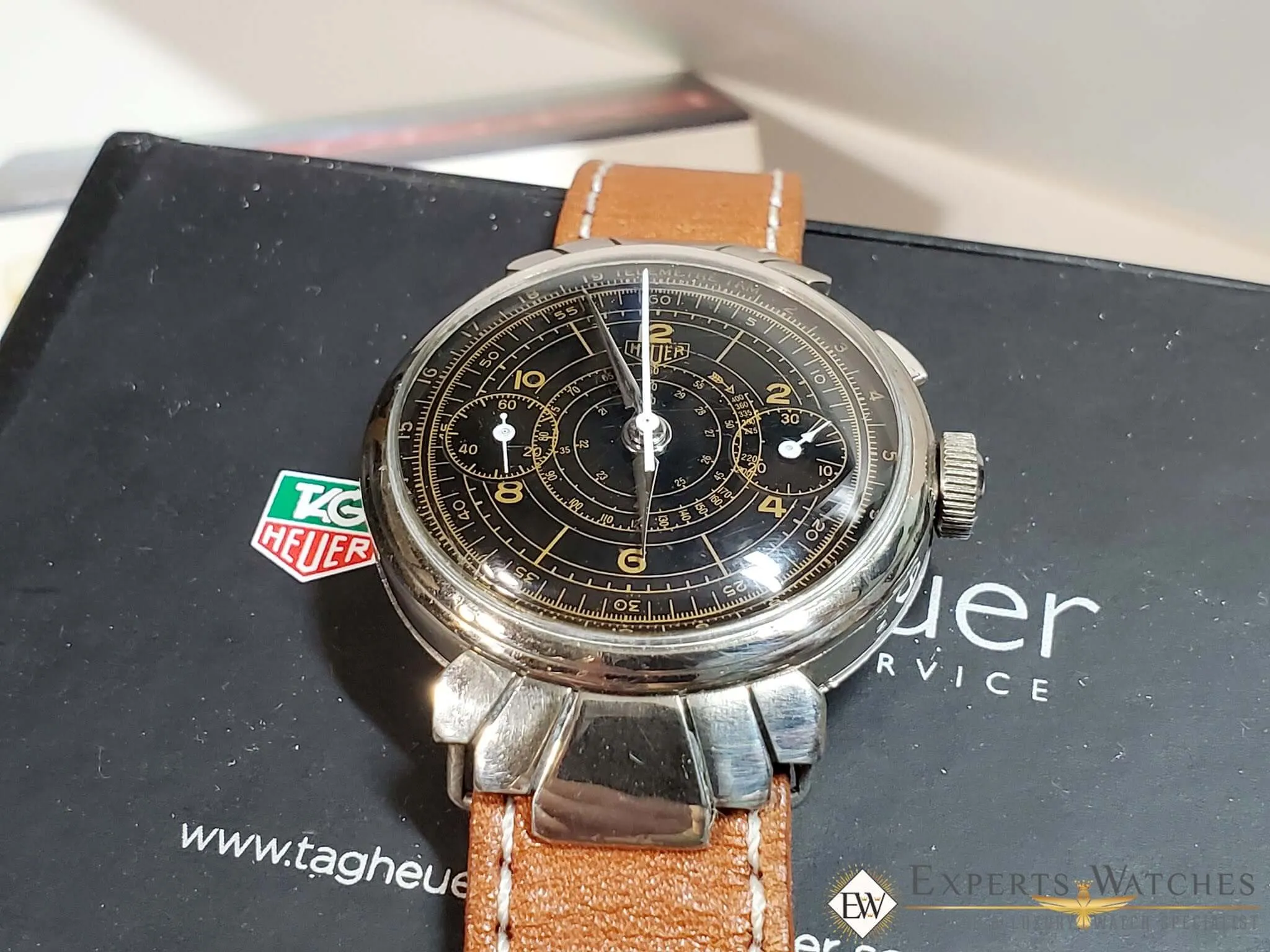 1930's Vintage Rare HEUER Ref 2403 Monopusher Chronograph Watch Fancy Lugs 351