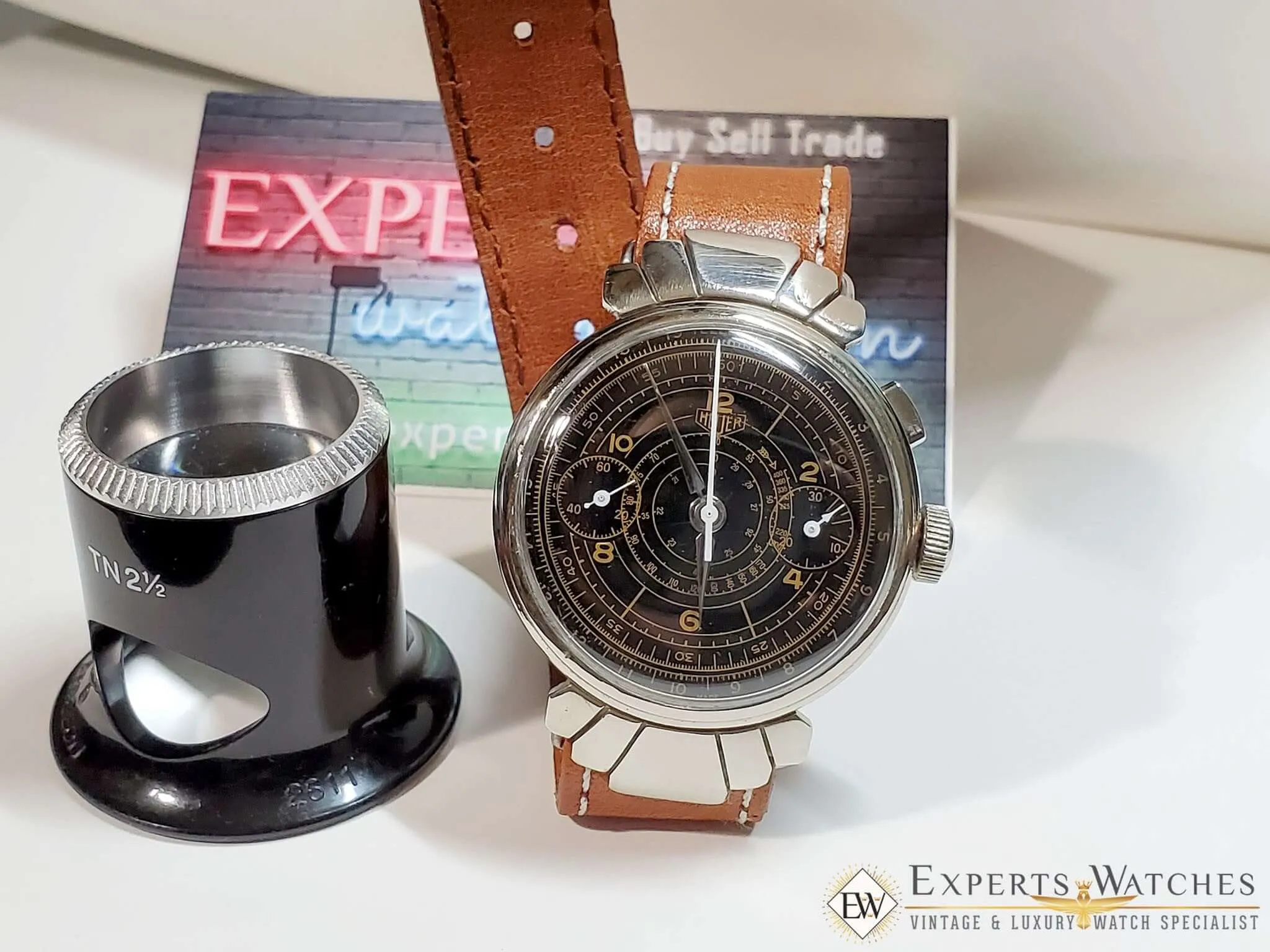 1930's Vintage Rare HEUER Ref 2403 Monopusher Chronograph Watch Fancy Lugs 351