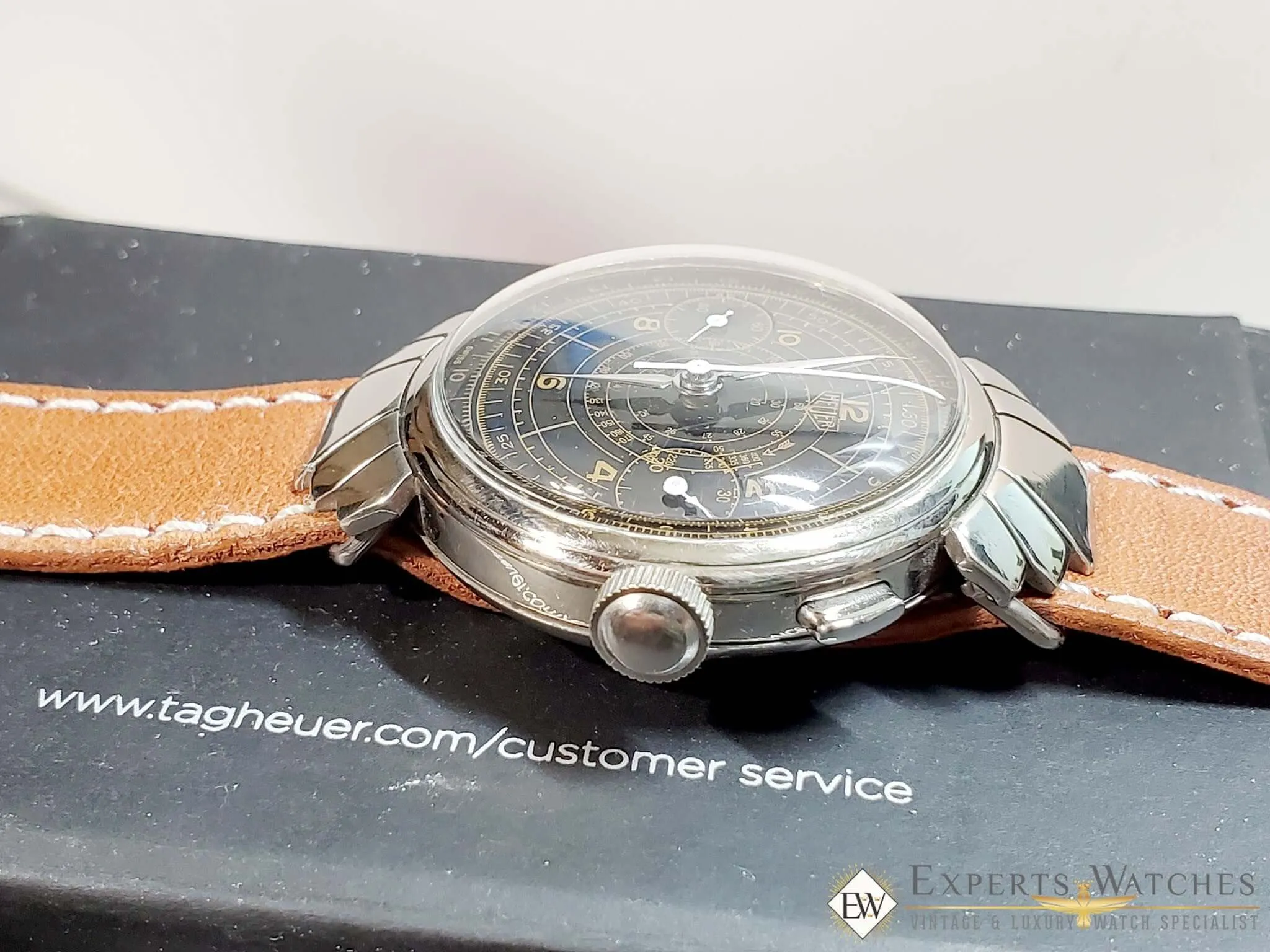 1930's Vintage Rare HEUER Ref 2403 Monopusher Chronograph Watch Fancy Lugs 351