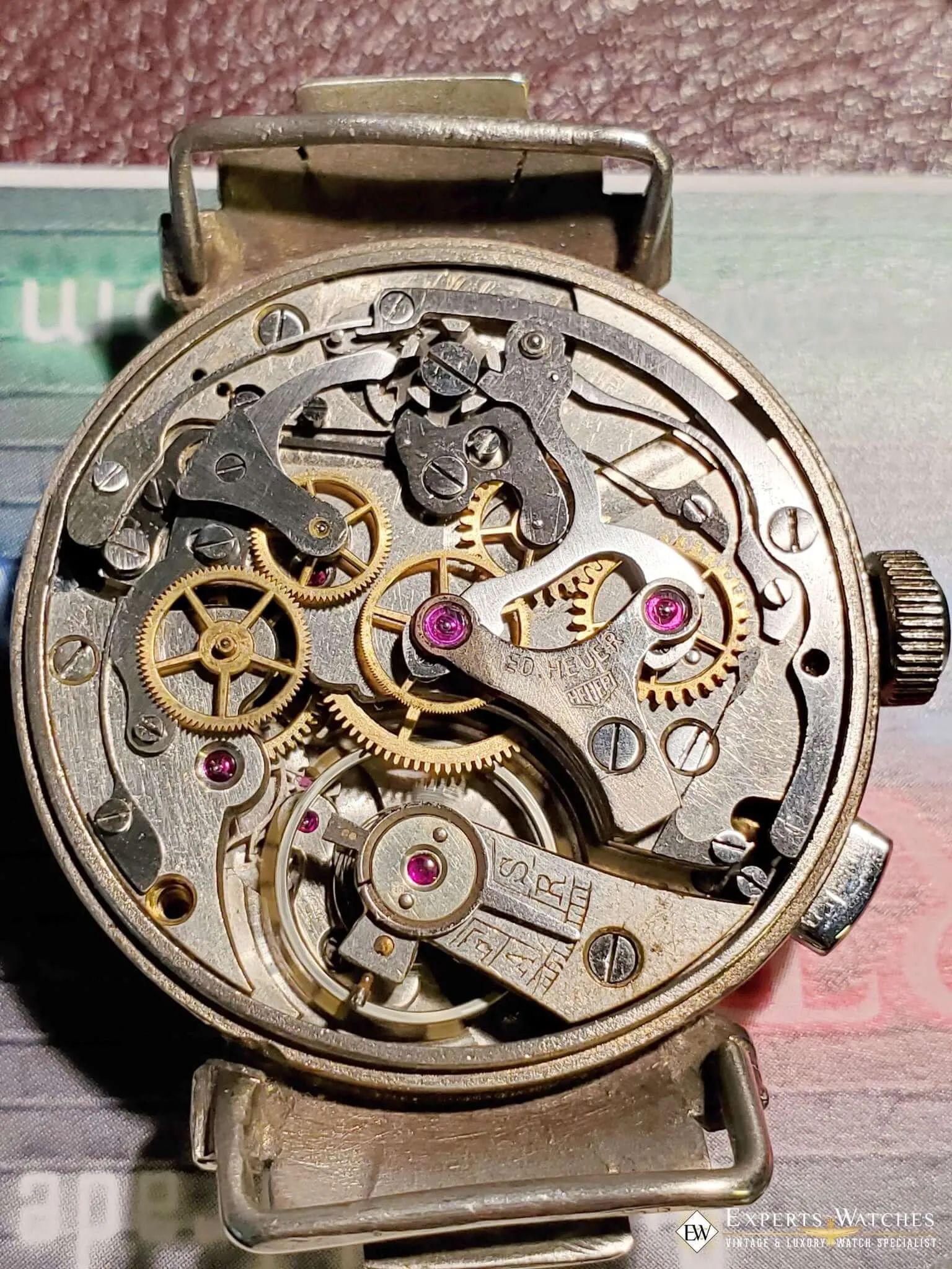 1930's Vintage Rare HEUER Ref 2403 Monopusher Chronograph Watch Fancy Lugs 351