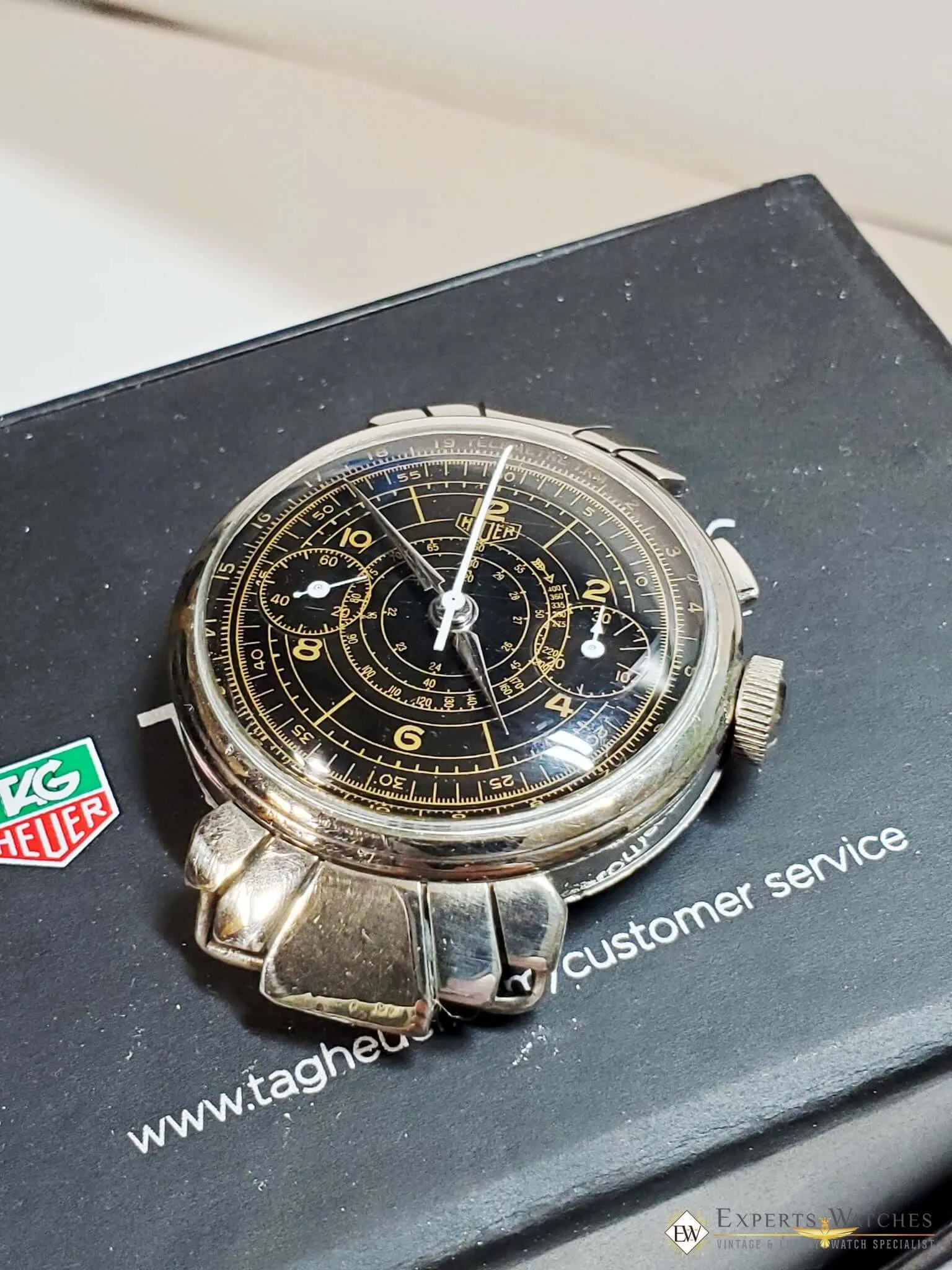 1930's Vintage Rare HEUER Ref 2403 Monopusher Chronograph Watch Fancy Lugs 351