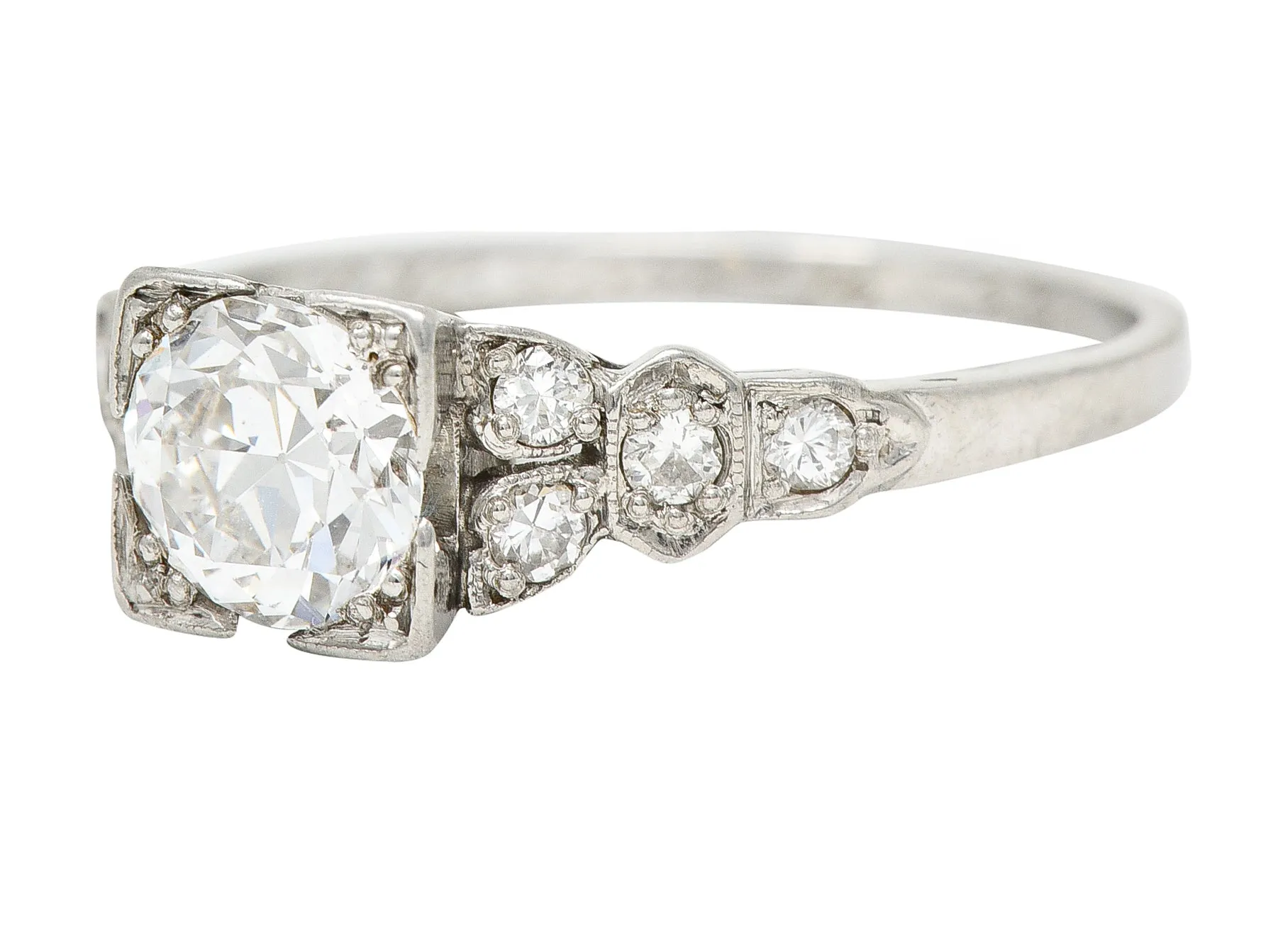 1933 Art Deco 1.02 CTW Diamond Platinum Engagement Ring GIA