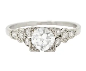 1933 Art Deco 1.02 CTW Diamond Platinum Engagement Ring GIA