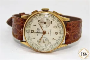 1940 Vintage Military LE PHARE Chronograph Landeron 248 17j Gold Top Men Watch