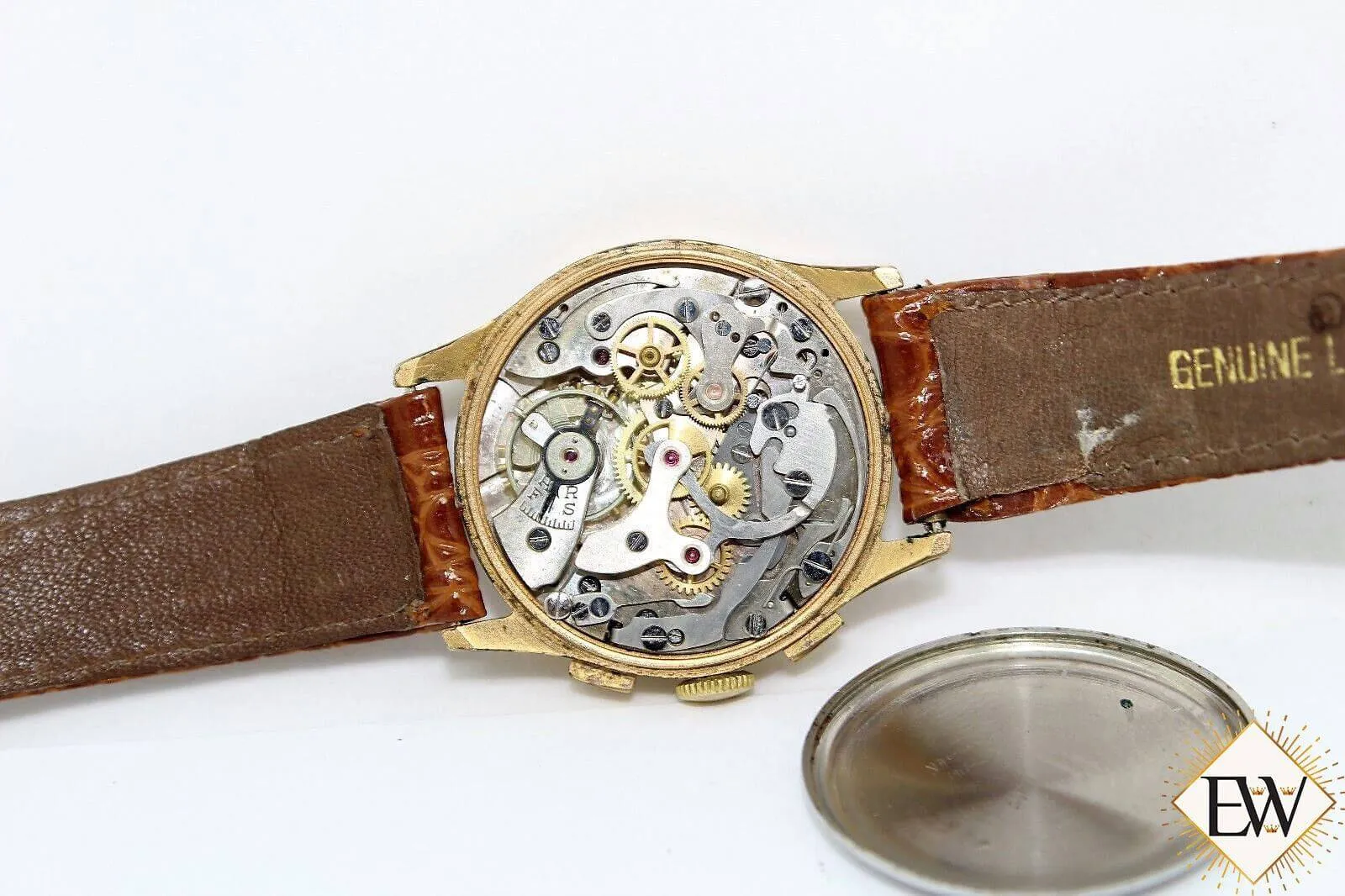 1940 Vintage Military LE PHARE Chronograph Landeron 248 17j Gold Top Men Watch
