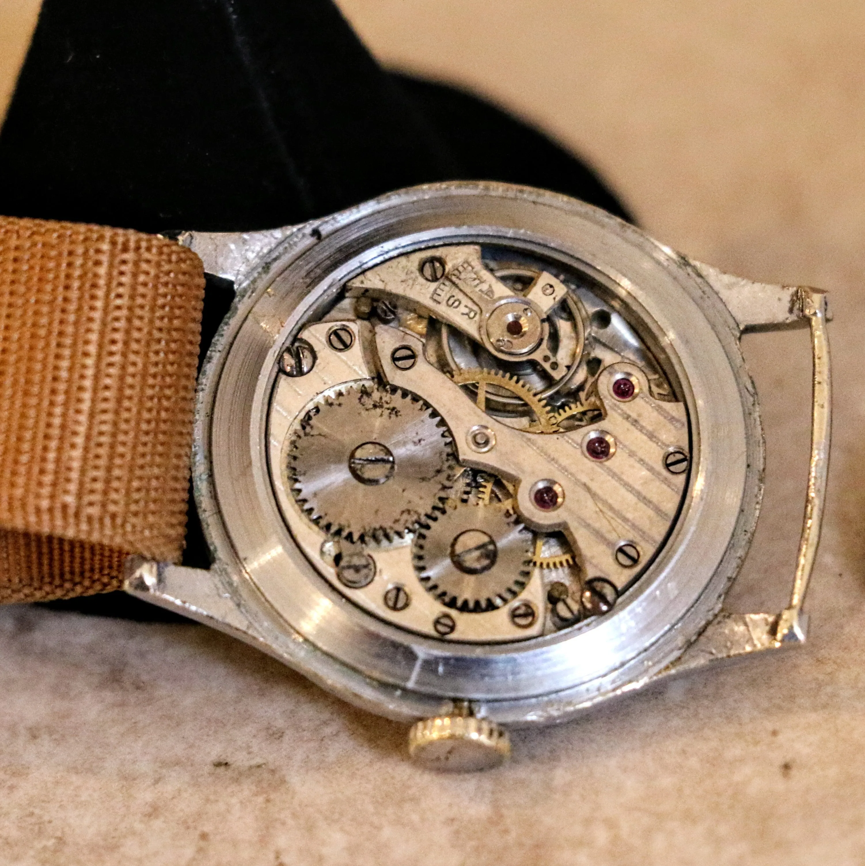 1940s ANCRE 15 Rubis Wristwatch Vintage French WWII Military Watch
