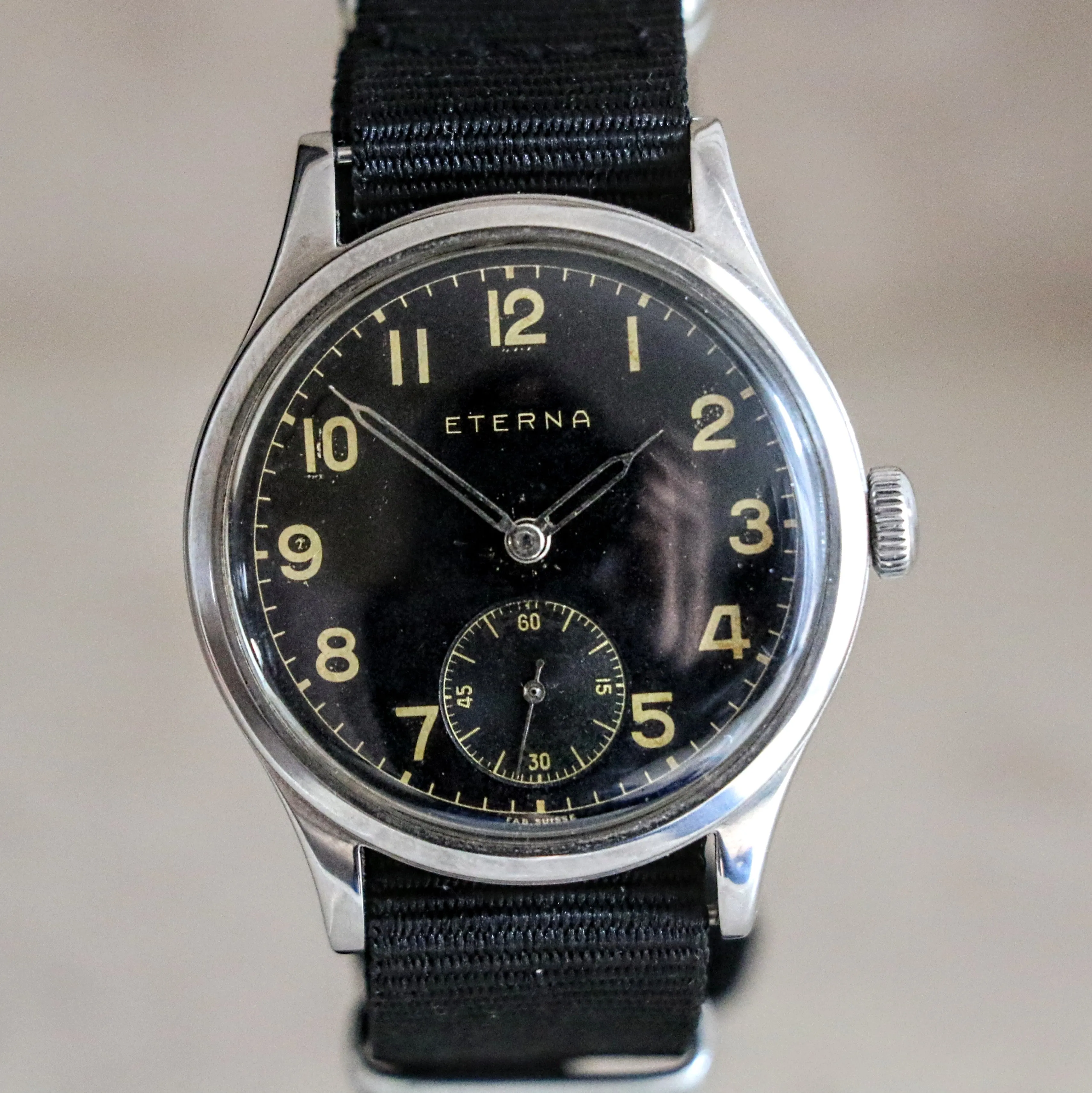 1942 ETERNA WWII Military Jumbo Wristwatch 15 Jewels Cal. 852 Swiss Vintage Watch