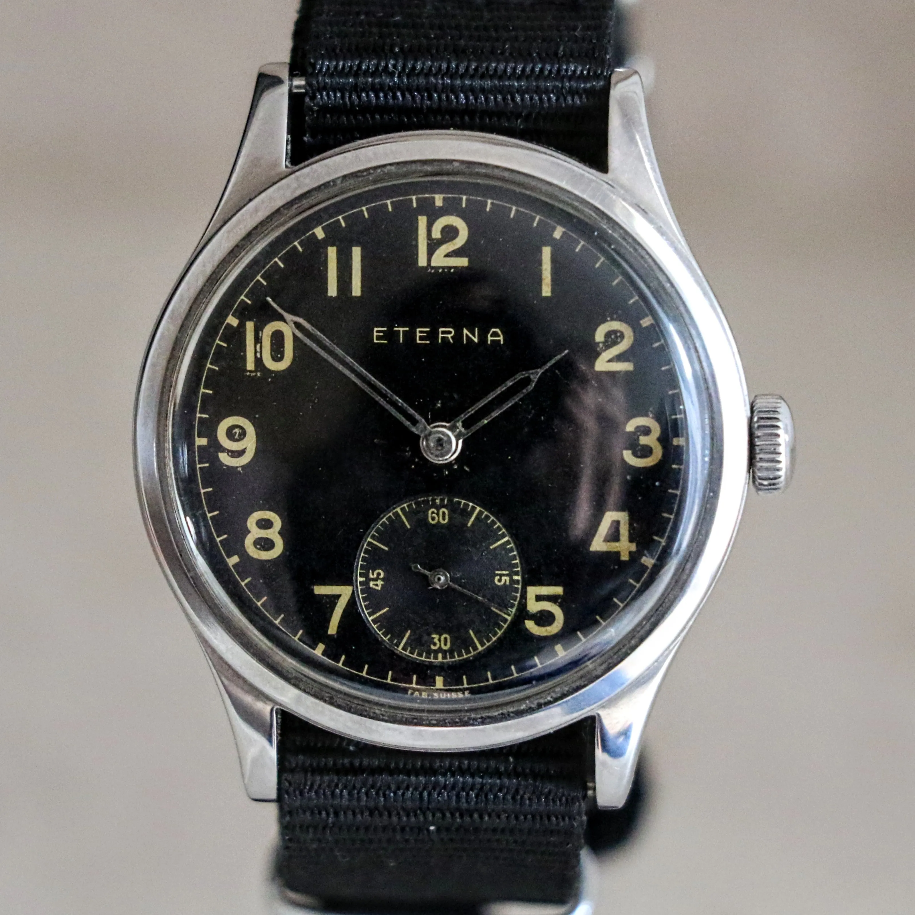 1942 ETERNA WWII Military Jumbo Wristwatch 15 Jewels Cal. 852 Swiss Vintage Watch