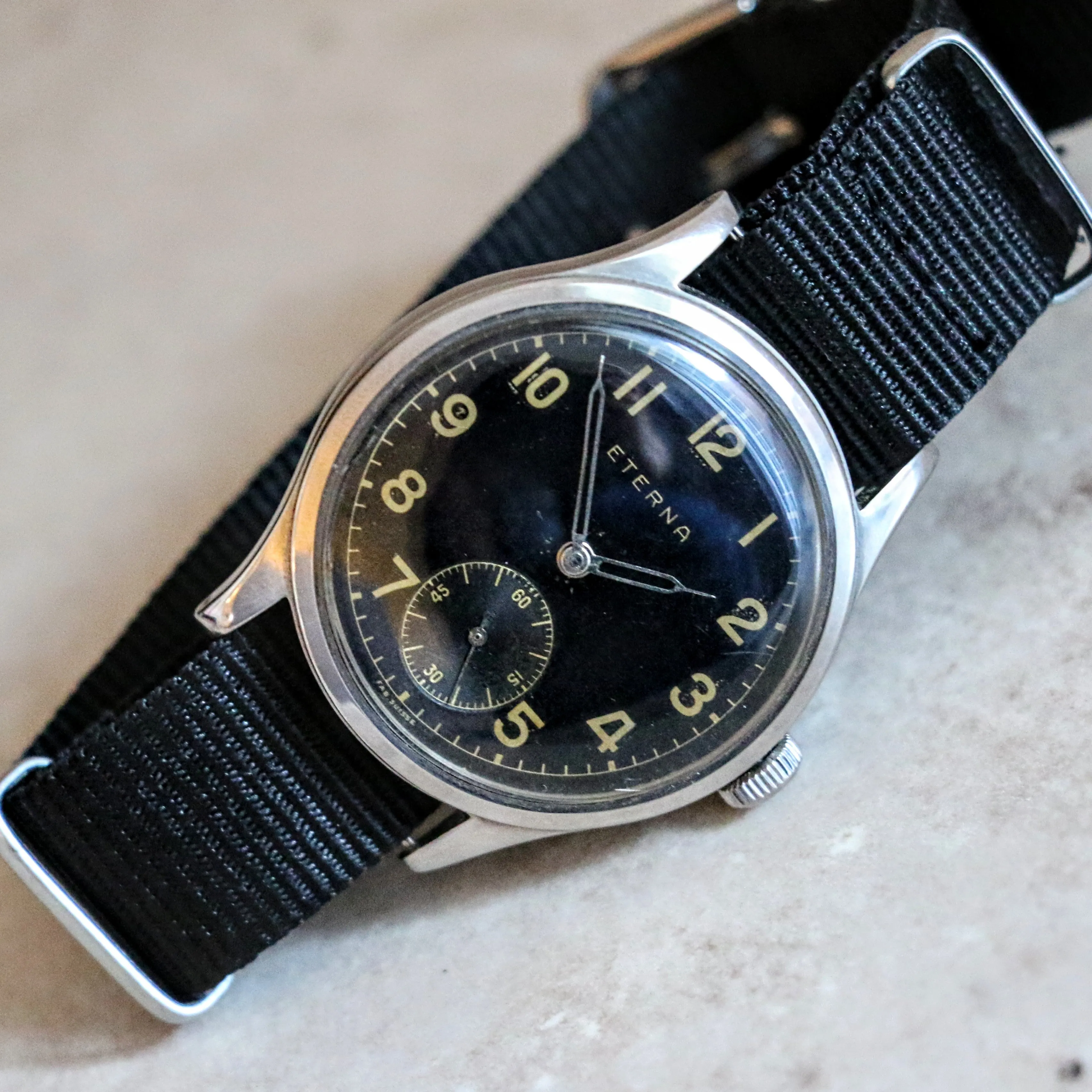 1942 ETERNA WWII Military Jumbo Wristwatch 15 Jewels Cal. 852 Swiss Vintage Watch