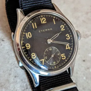 1942 ETERNA WWII Military Jumbo Wristwatch 15 Jewels Cal. 852 Swiss Vintage Watch