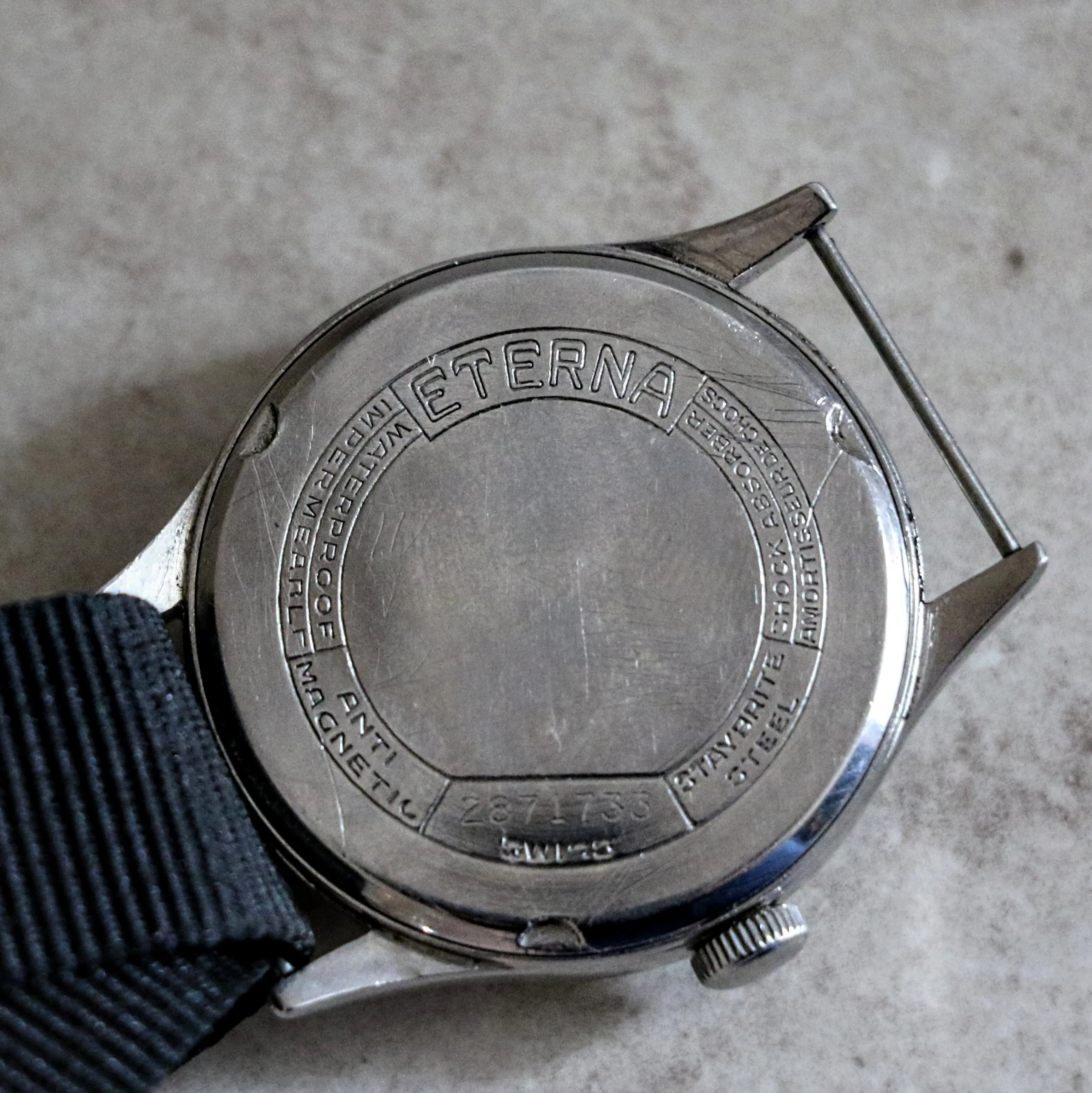 1942 ETERNA WWII Military Jumbo Wristwatch 15 Jewels Cal. 852 Swiss Vintage Watch