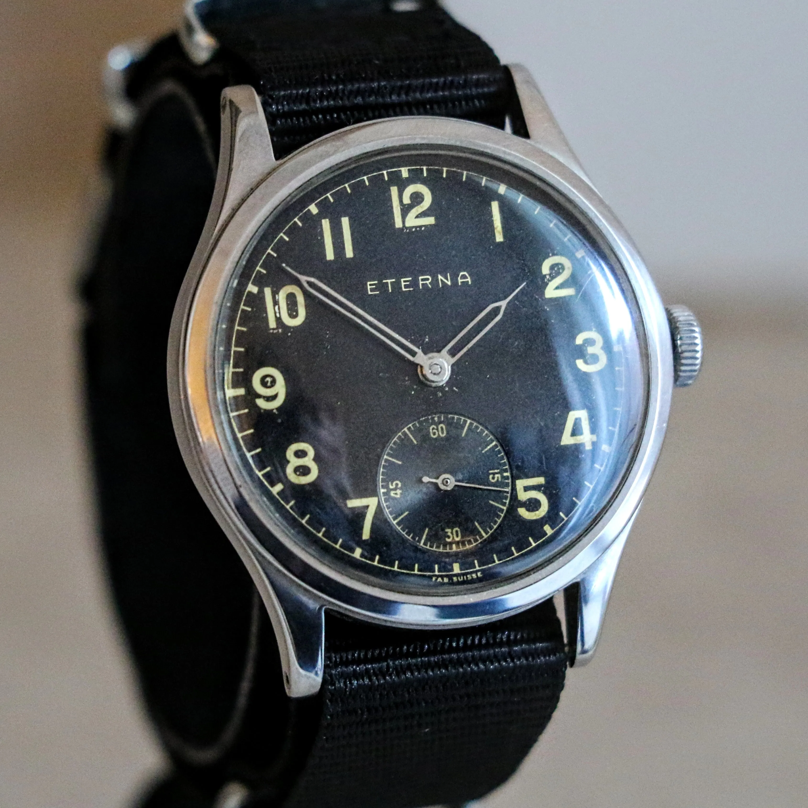 1942 ETERNA WWII Military Jumbo Wristwatch 15 Jewels Cal. 852 Swiss Vintage Watch