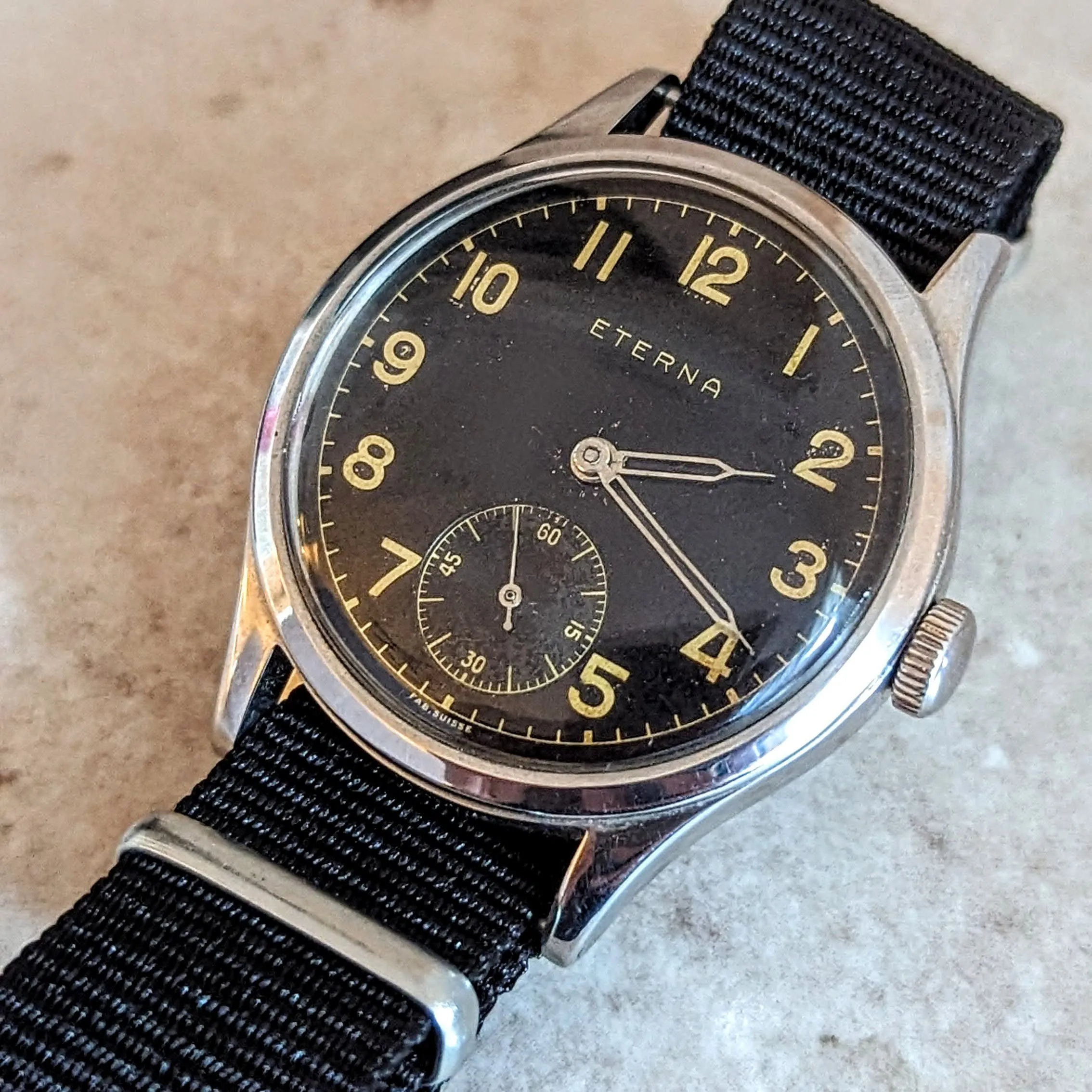 1942 ETERNA WWII Military Jumbo Wristwatch 15 Jewels Cal. 852 Swiss Vintage Watch