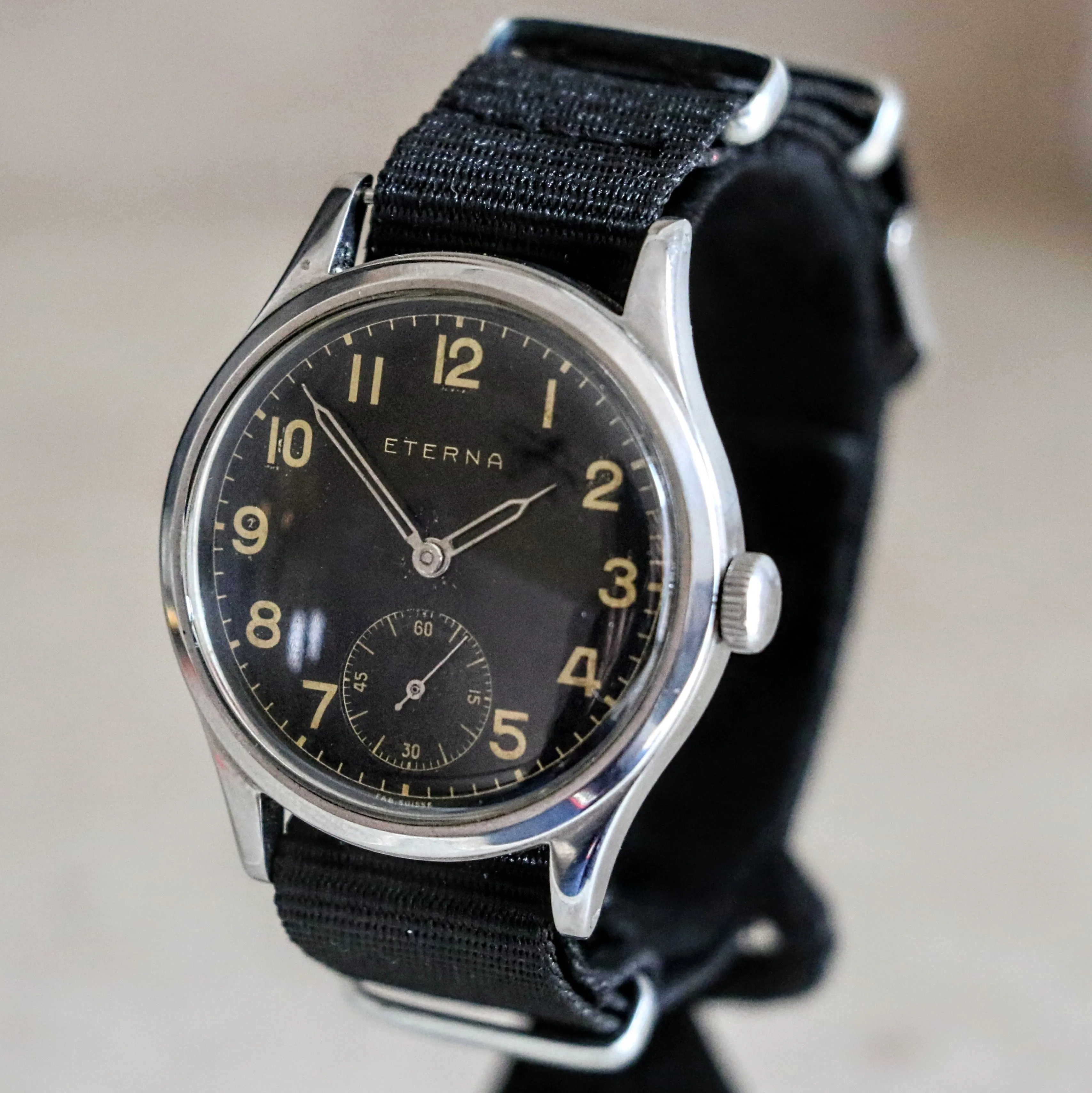 1942 ETERNA WWII Military Jumbo Wristwatch 15 Jewels Cal. 852 Swiss Vintage Watch