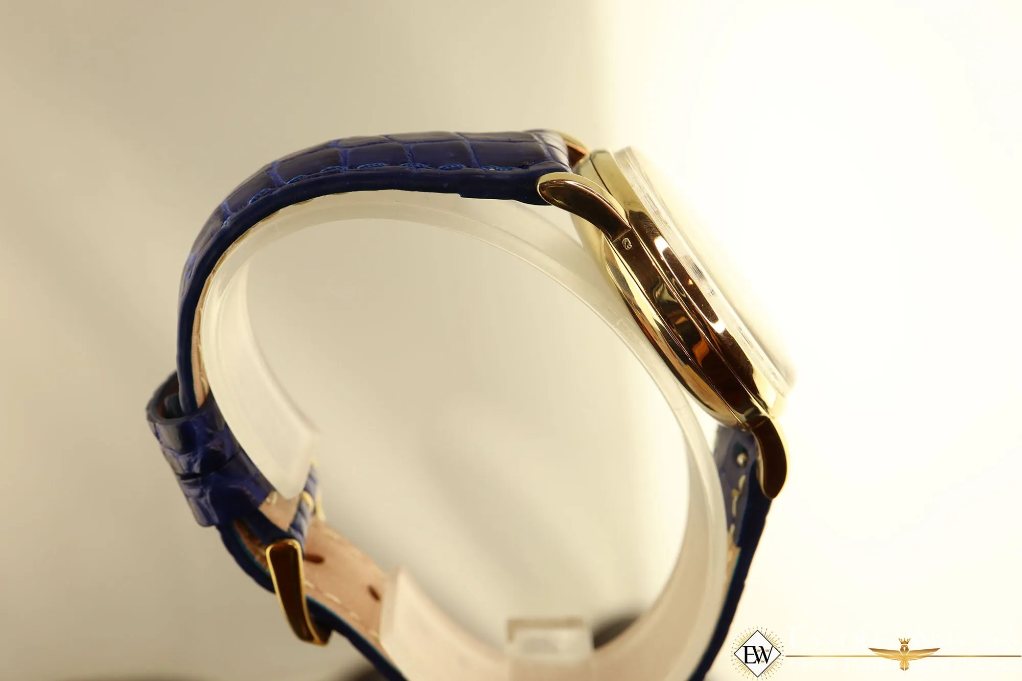 1949 Vintage Omega 2439 Chronograph 14K Gold Cal 321 Box Blue Art Deco Hands