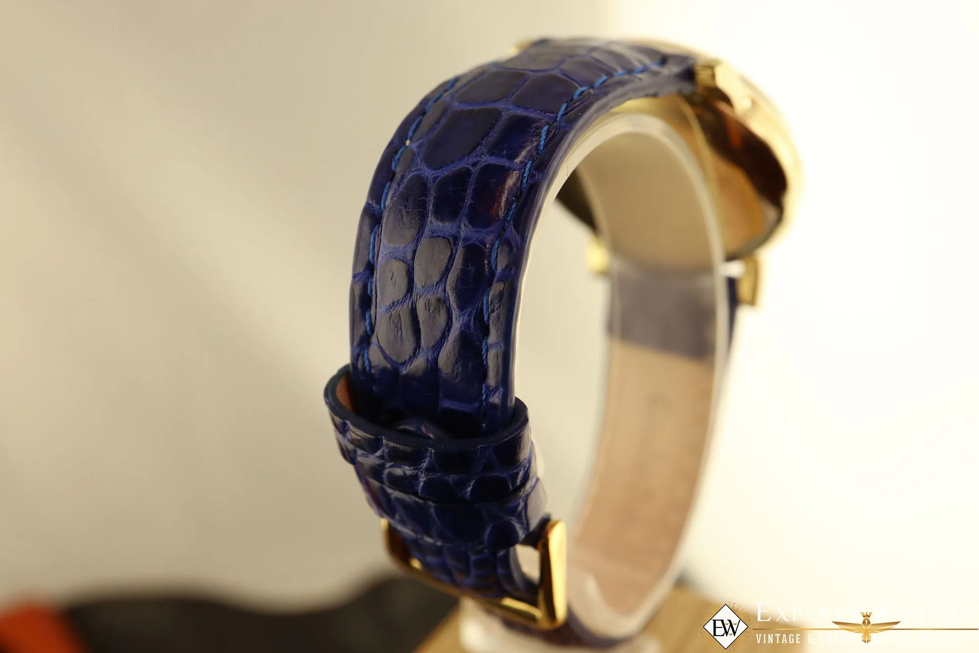 1949 Vintage Omega 2439 Chronograph 14K Gold Cal 321 Box Blue Art Deco Hands