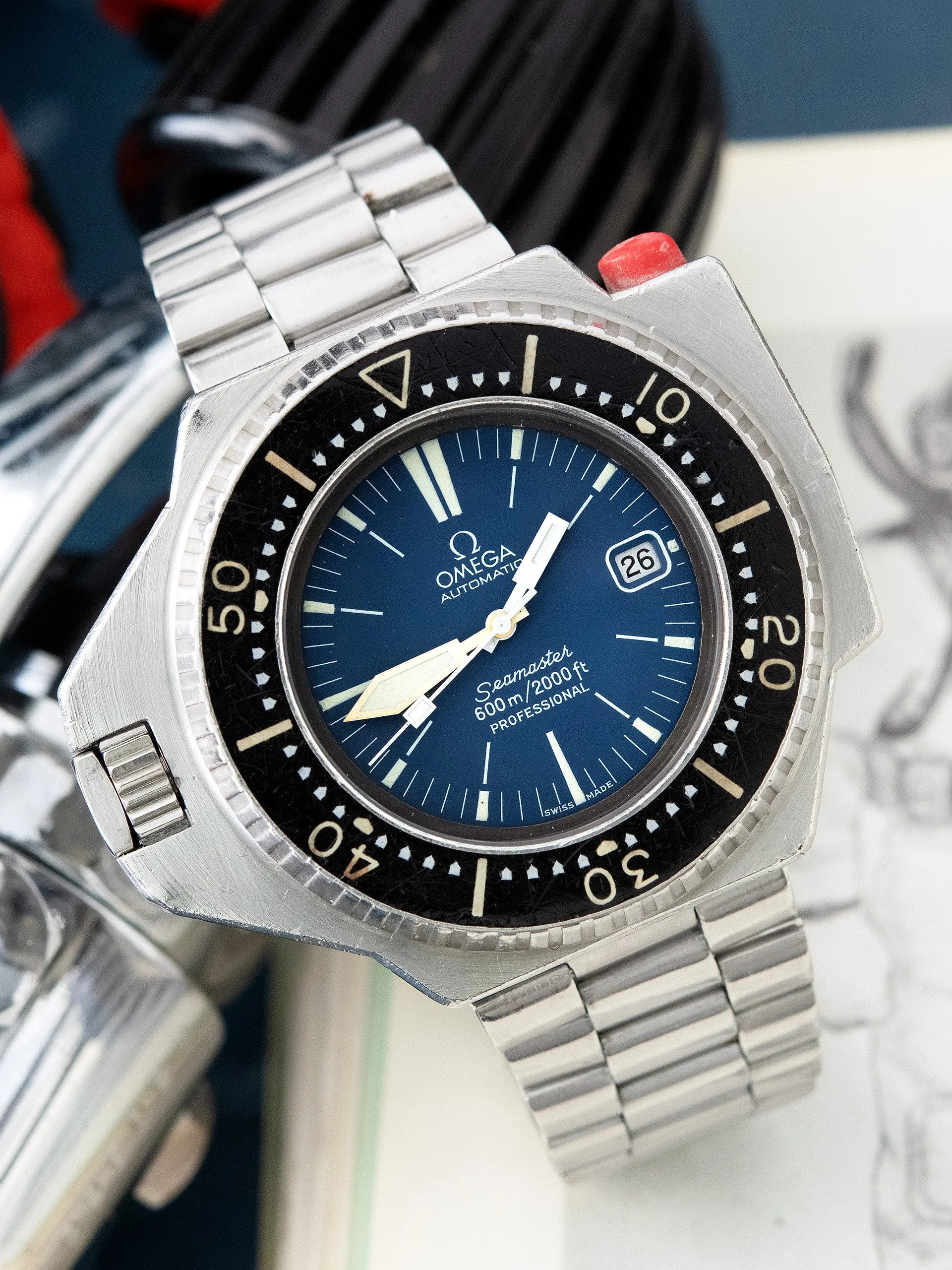 1970s Omega Seamaster Professional 600 "Ploprof" (Ref. 166.077) Matte Blue "Mk V" Dial