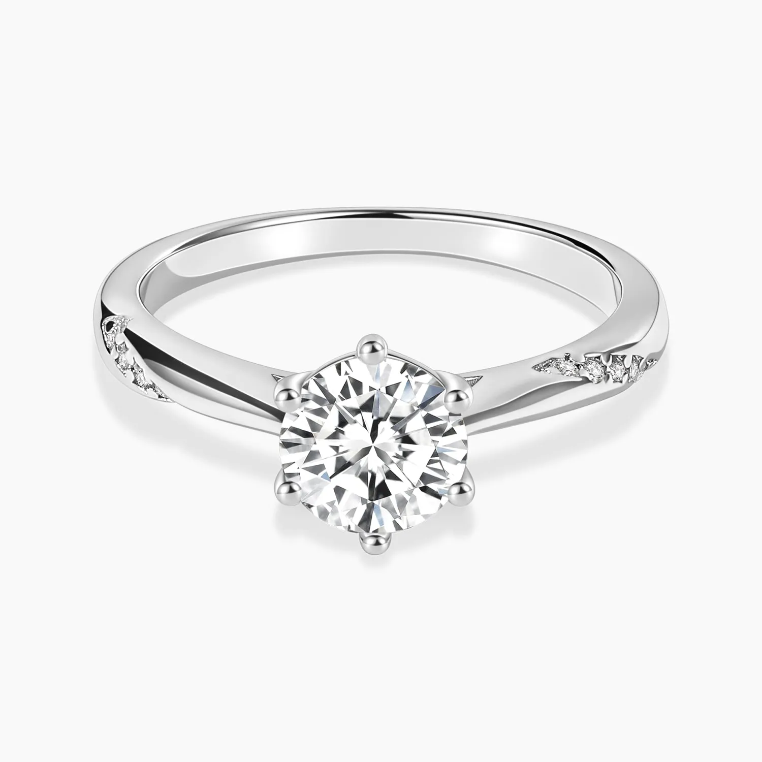 1CT Round Cut Moissanite Wedding Rings