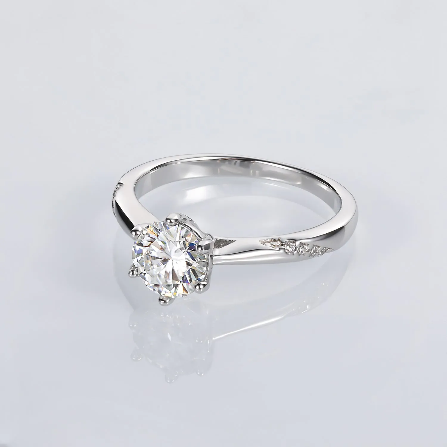 1CT Round Cut Moissanite Wedding Rings