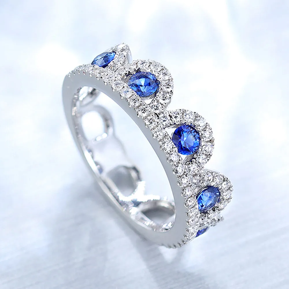 1CTW Diamond and Sapphire Crown Ring