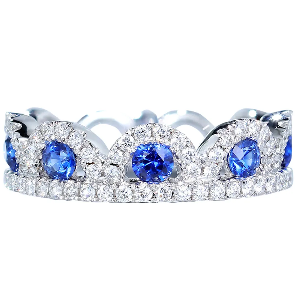 1CTW Diamond and Sapphire Crown Ring
