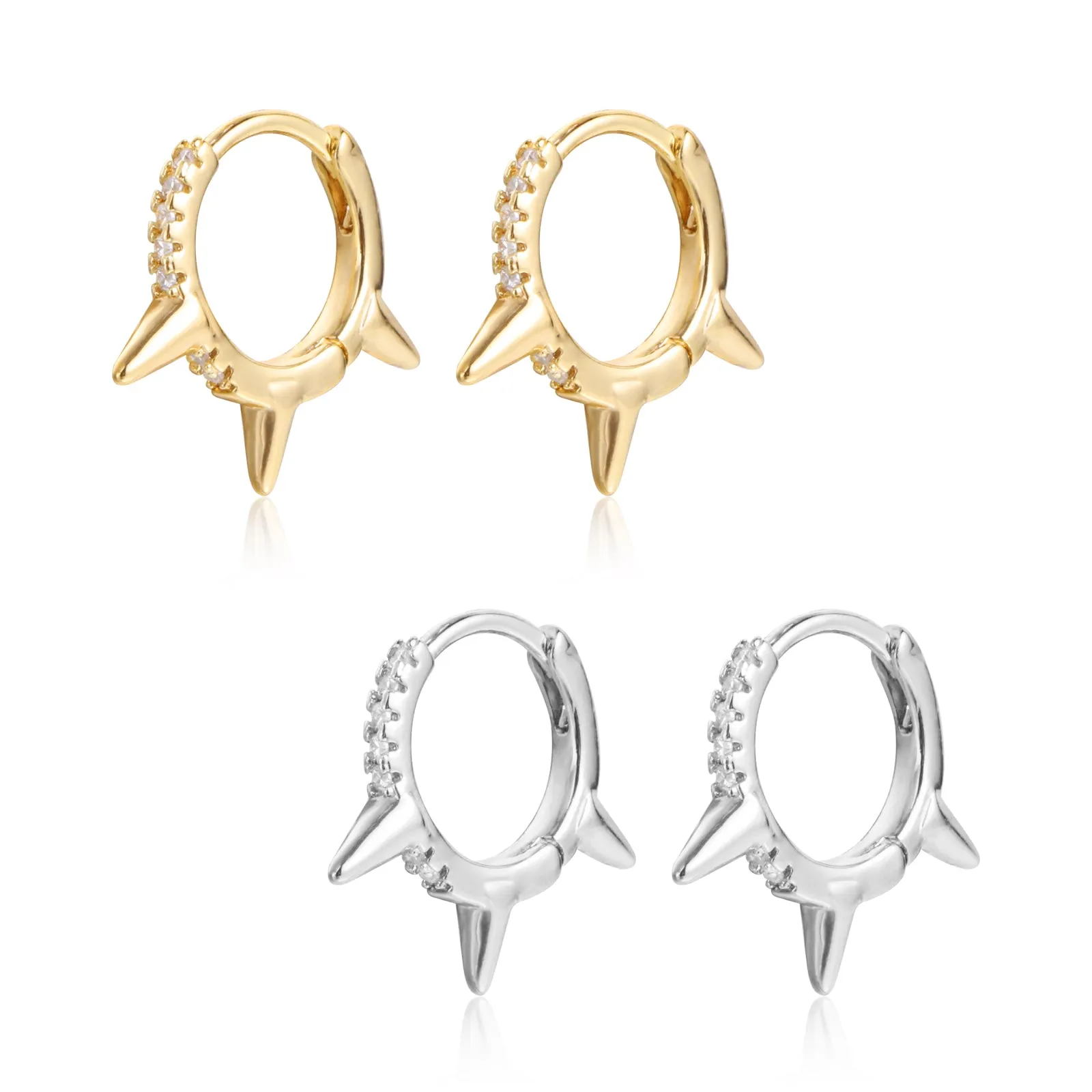 2 Pairs Spike Huggie Earrings
