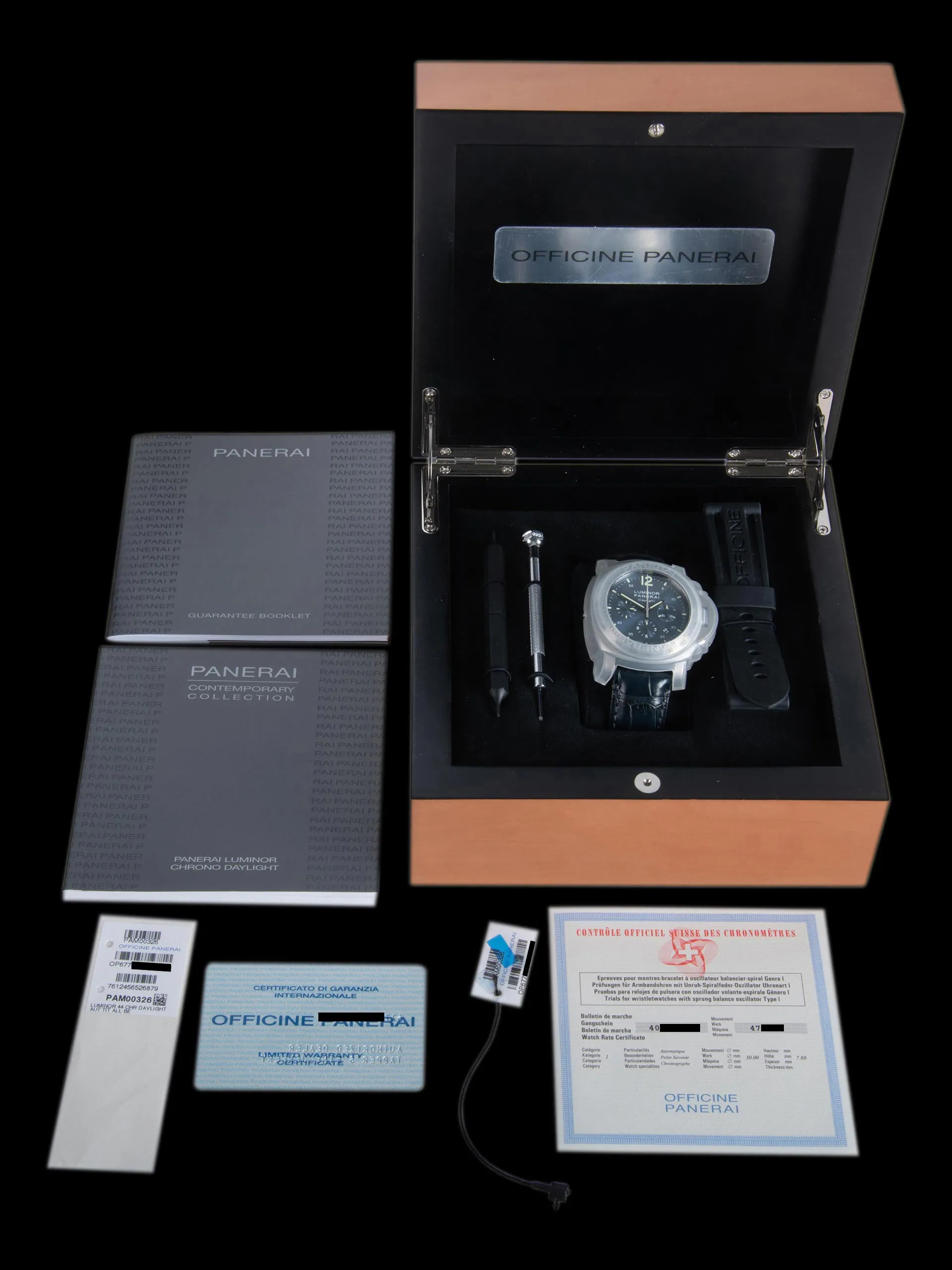 2008 Panerai Luminor Daylight Chronograph Titanium (Ref. PAM 00326) W/ Box, Papers, & Additional Titanium Bracelet