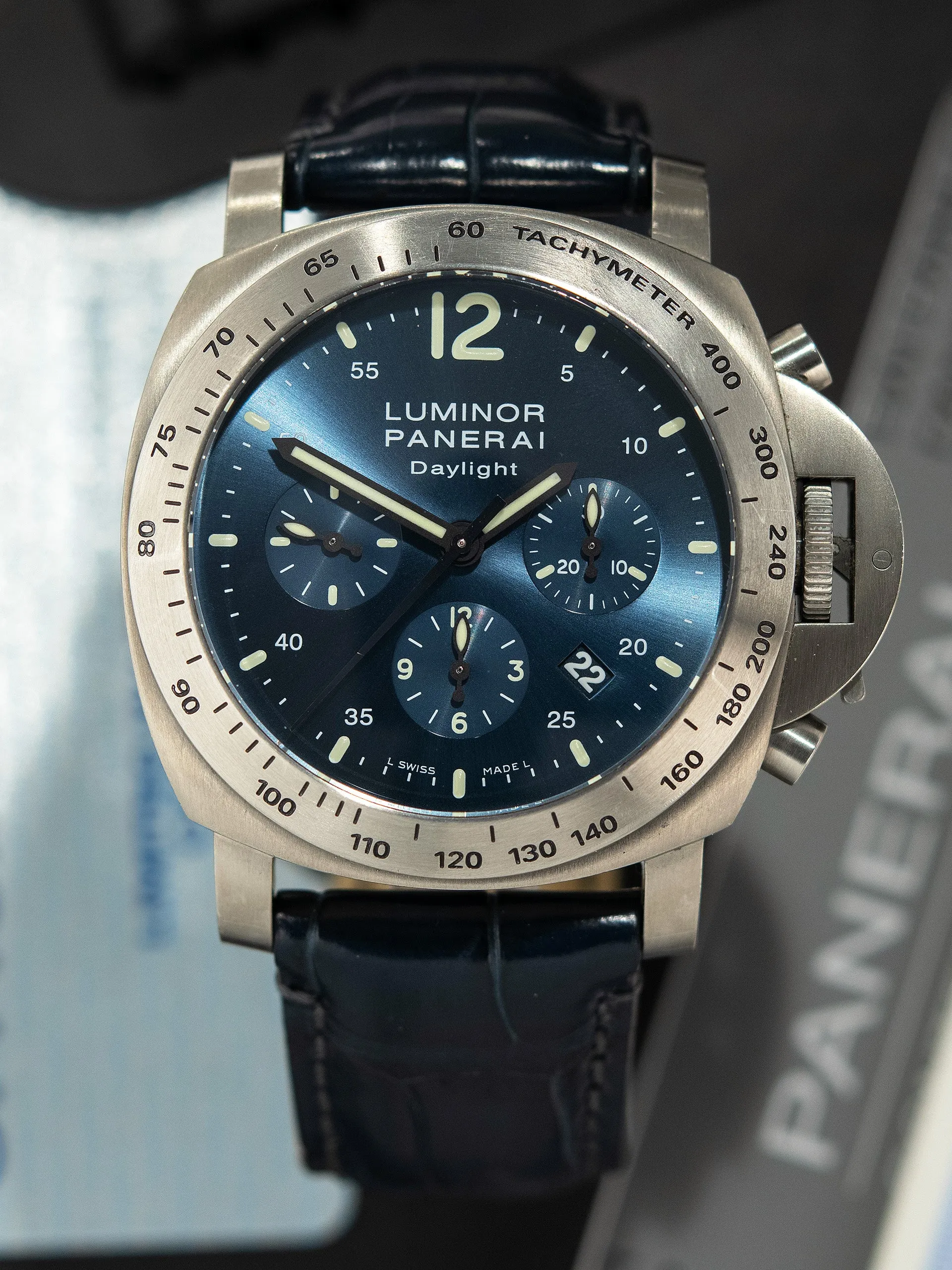 2008 Panerai Luminor Daylight Chronograph Titanium (Ref. PAM 00326) W/ Box, Papers, & Additional Titanium Bracelet