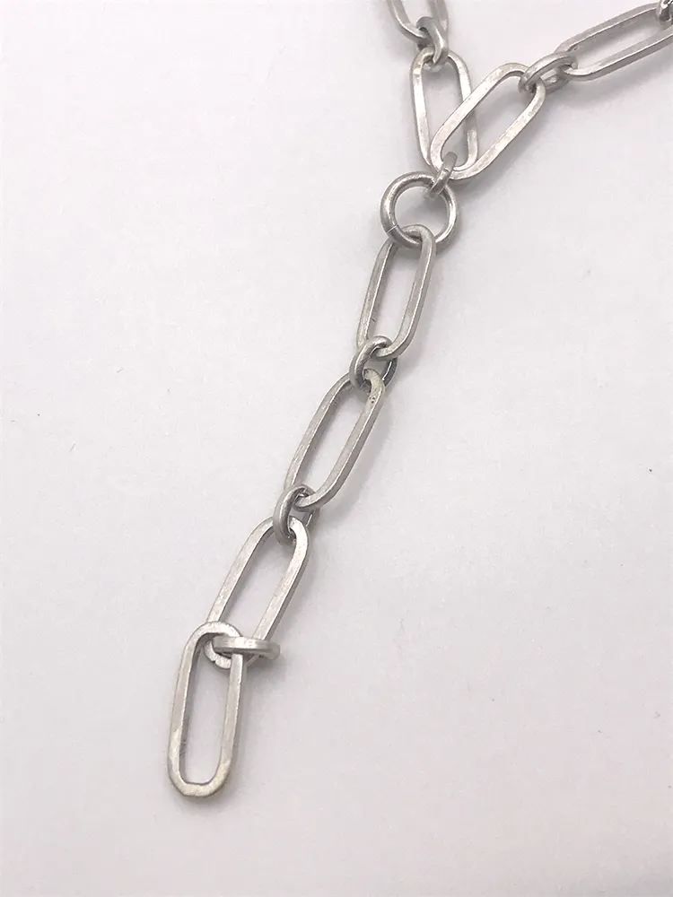 20" Paper Clip Connected Lariat Necklace