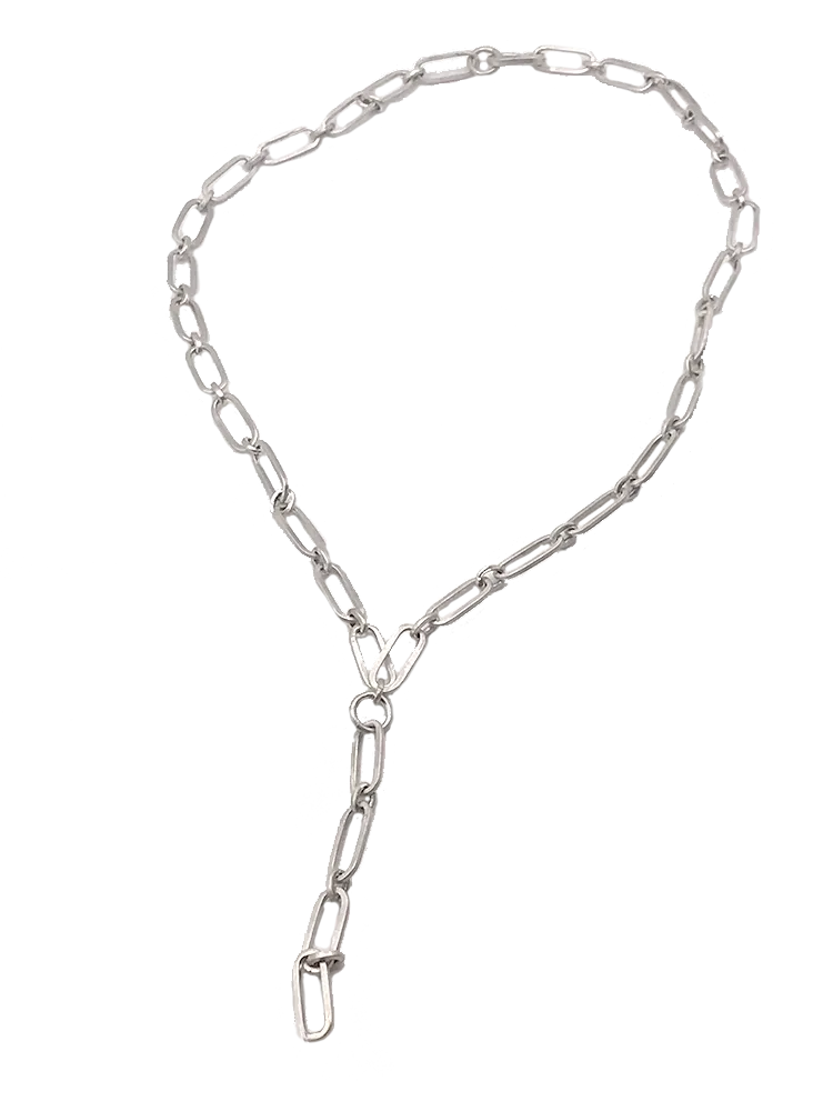 20" Paper Clip Connected Lariat Necklace