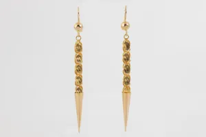 21k Yellow Gold Dangle Spike Cone Earrings (5.75g.)
