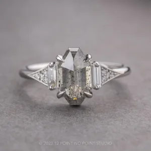 2.23 Carat Salt and Pepper Geometric Diamond Engagement Ring, Azalea Setting, Platinum