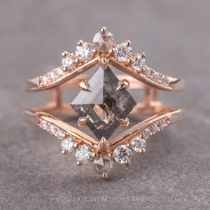2.26 Carat Salt and Pepper Lozenge Diamond Engagement Ring, Empress Setting, 14K Rose Gold