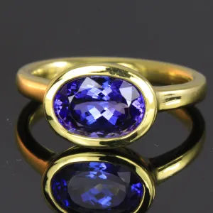 22K Yellow Gold Oval Tanzanite Ring  2.74 Carats