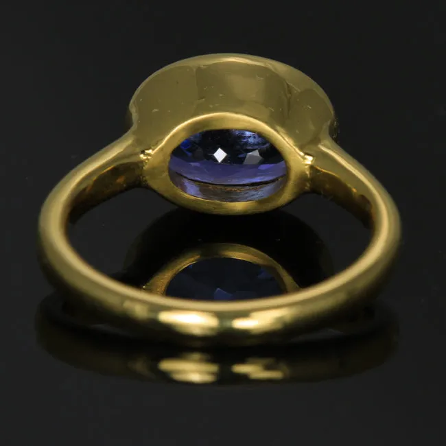 22K Yellow Gold Oval Tanzanite Ring  2.74 Carats