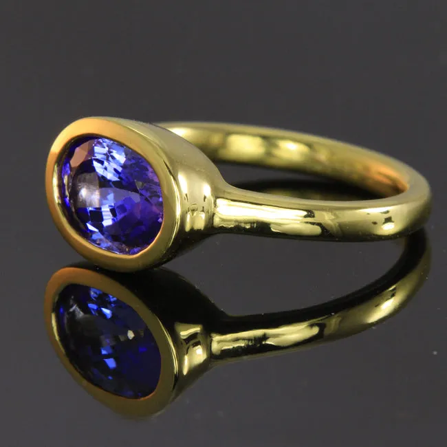 22K Yellow Gold Oval Tanzanite Ring  2.74 Carats