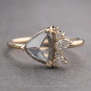 2.37 Carat Salt and Pepper Trillion Diamond Engagement Ring, Sammy Setting, 14K Yellow Gold