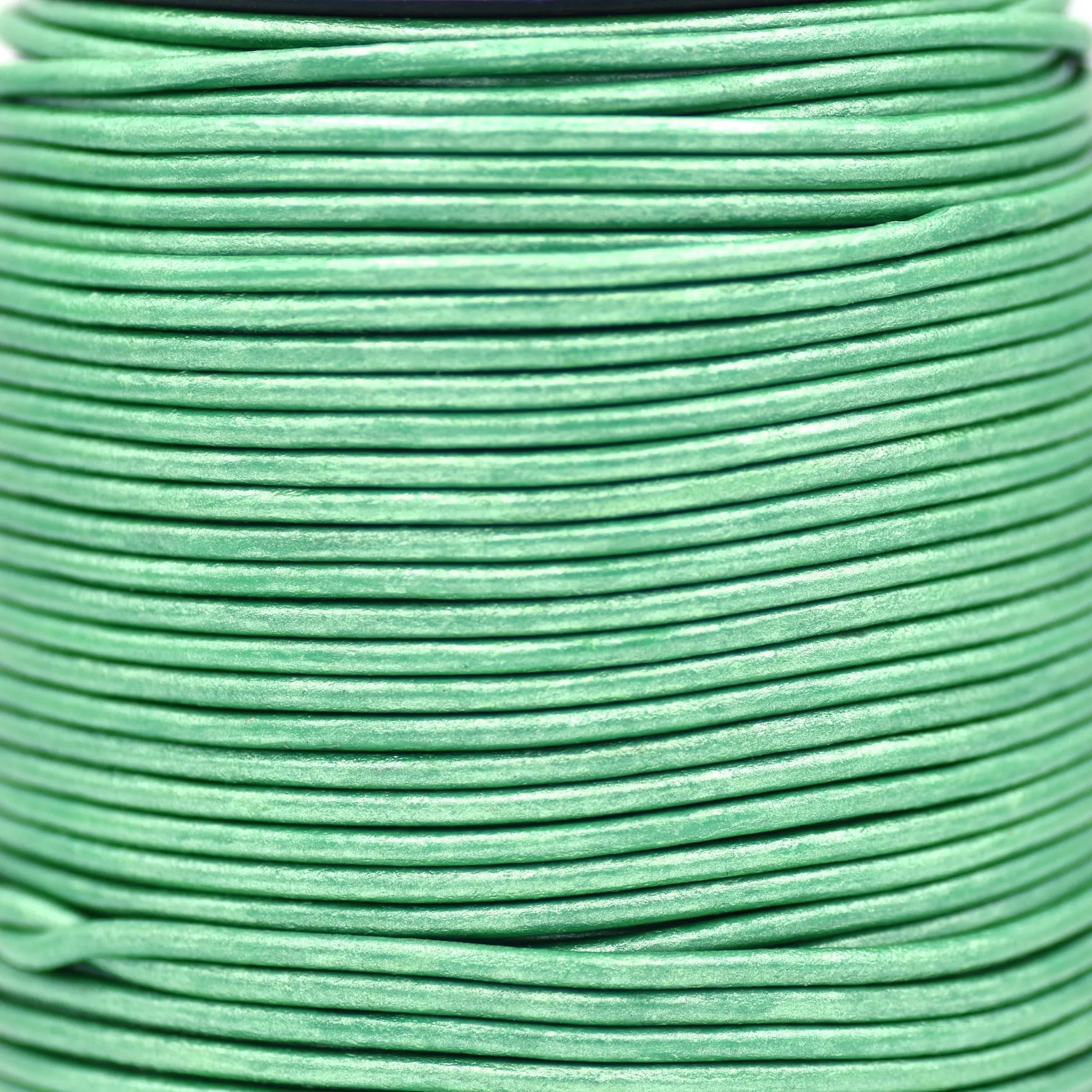 2mm Metallic Leaf Green Leather Cord - Round - Premium Quality - Indian Leather - Wrap Bracelet Making Findings Lead Free - Necklace Making