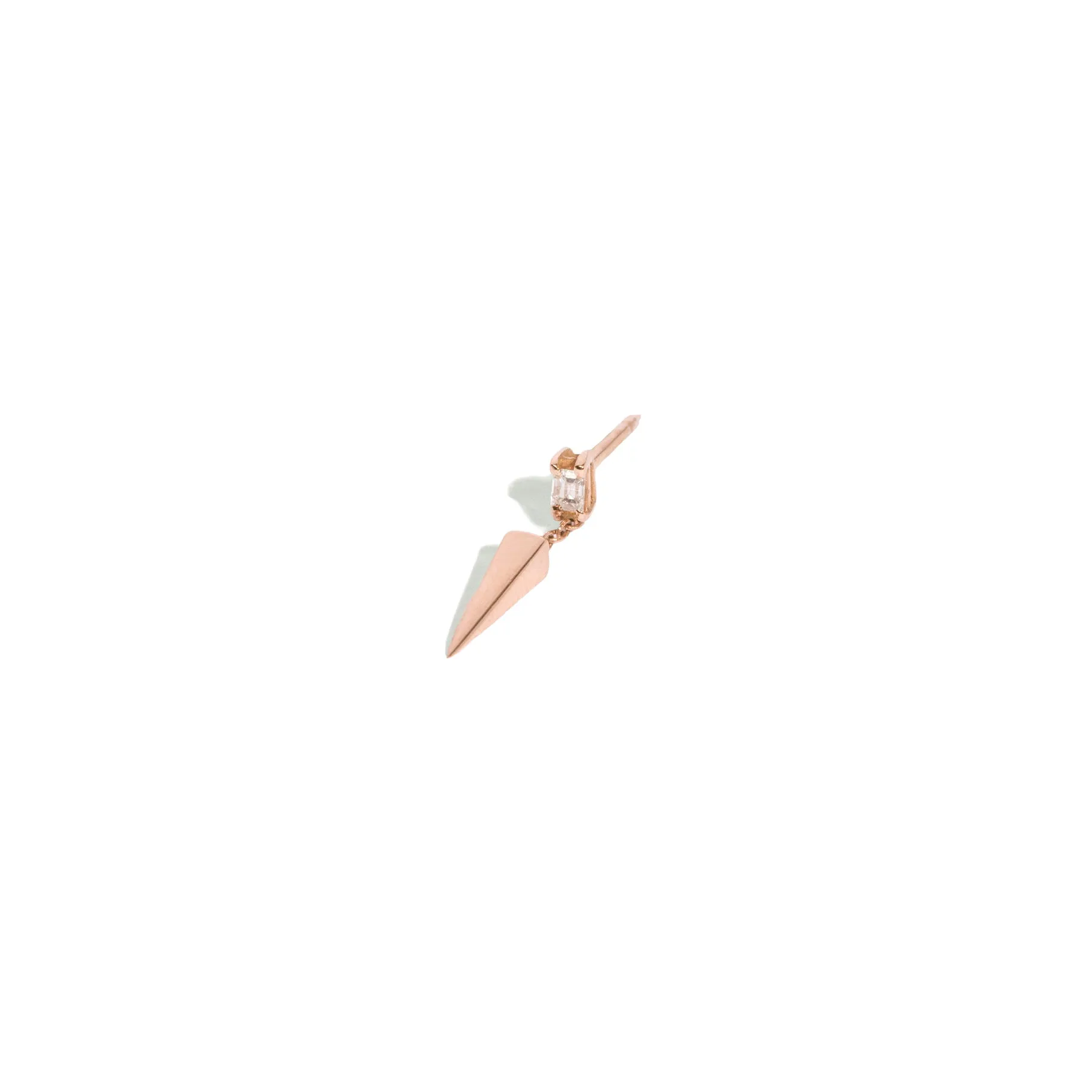 2mm White Diamond Baguette Dangle Pyramid Spike Earring